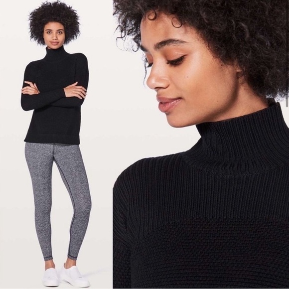 LULULEMON Warm and Restore 100% merino wool sweater Size 6 Black - Picture 2 of 6